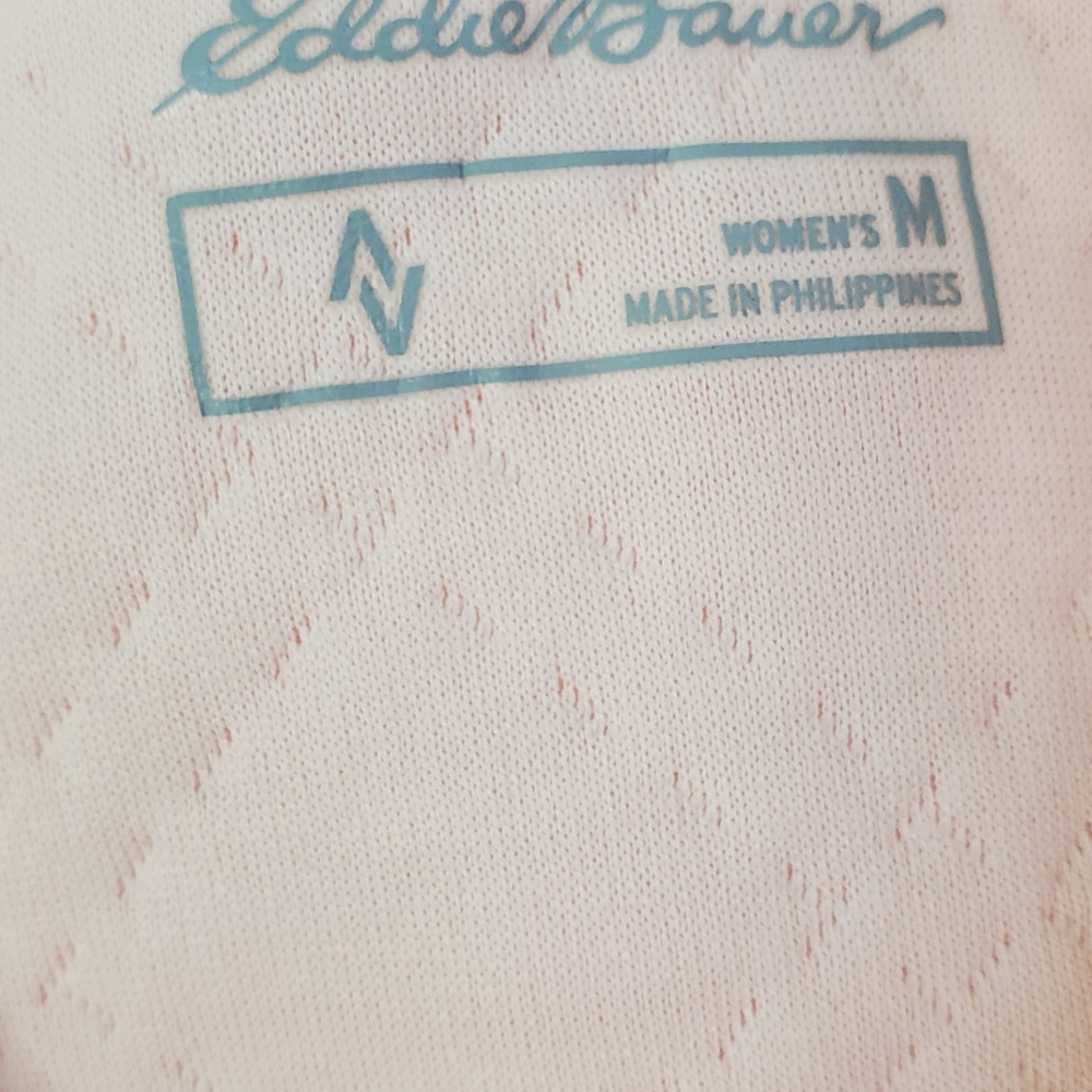 Light Pink Pullover Hoodie Quilted with Kangaroo Pocket Soft Cozy by Eddie Bauer - Picture 6 of 7